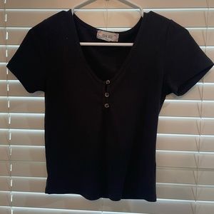 black cropped shots with buttons